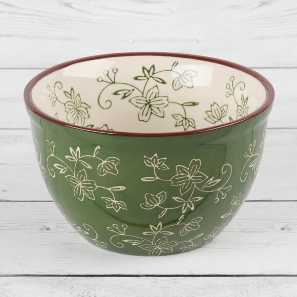 Temp-Tations Floral Lace Green 24 oz Soup Mug with Cover & Underplate - Picture 7 of 11